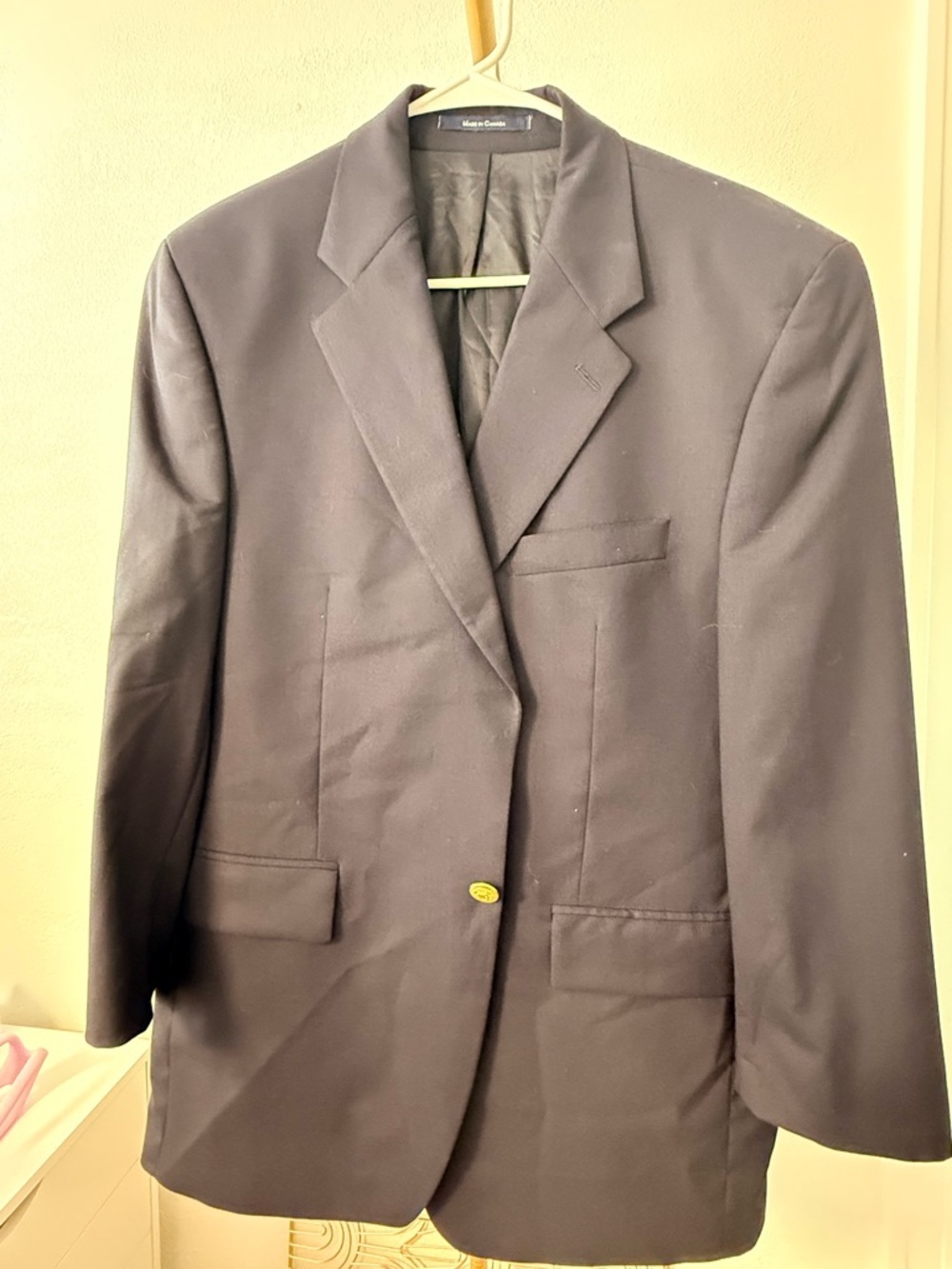 Chaps Ralph Lauren Blazer 40S Navy Blue Wool Sport Coat Gold Buttons Mens